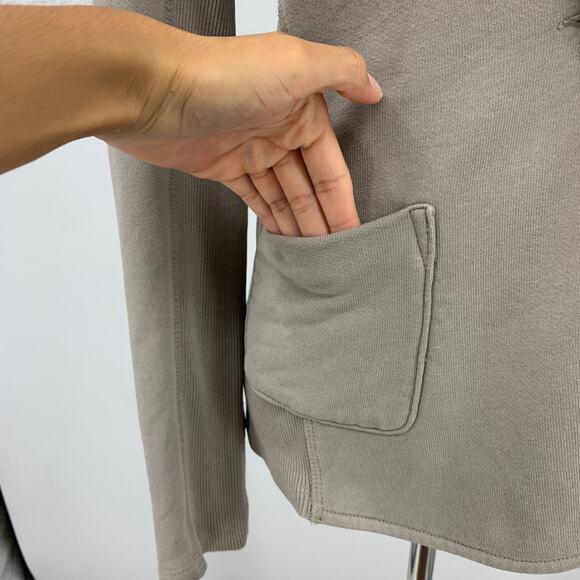 James Perse Blazer Womens 2 Taupe Standard Knit One Button Cotton Shawl Collar - Picture 4 of 12